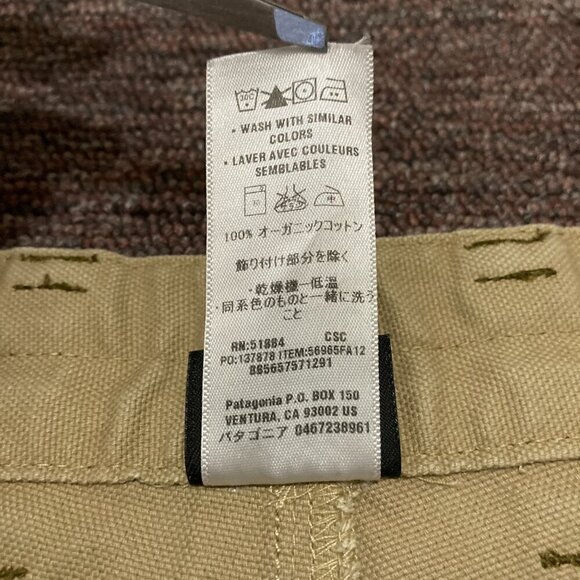 Patagonia Canvas Carpenter Pants Men's 34X32 Tan Work Wear 100% Organic Cotton - Picture 6 of 10